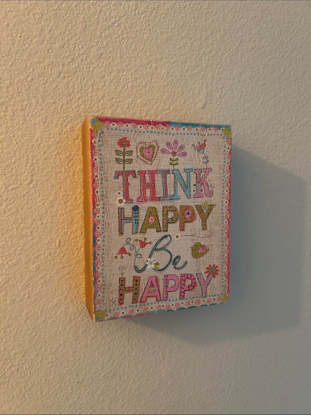Natural life think happy be happy wall desk decor wood sign